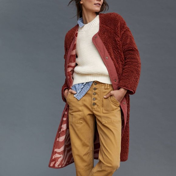 Anthropologie Margot Reversible Sherpa Coat